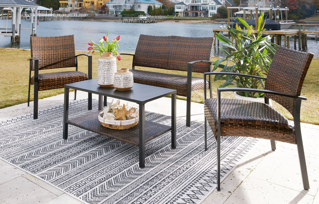 Zariyah Outdoor Love/Chairs/Table Set (Set of 4) - World Furniture Gallery (Newark, CA)