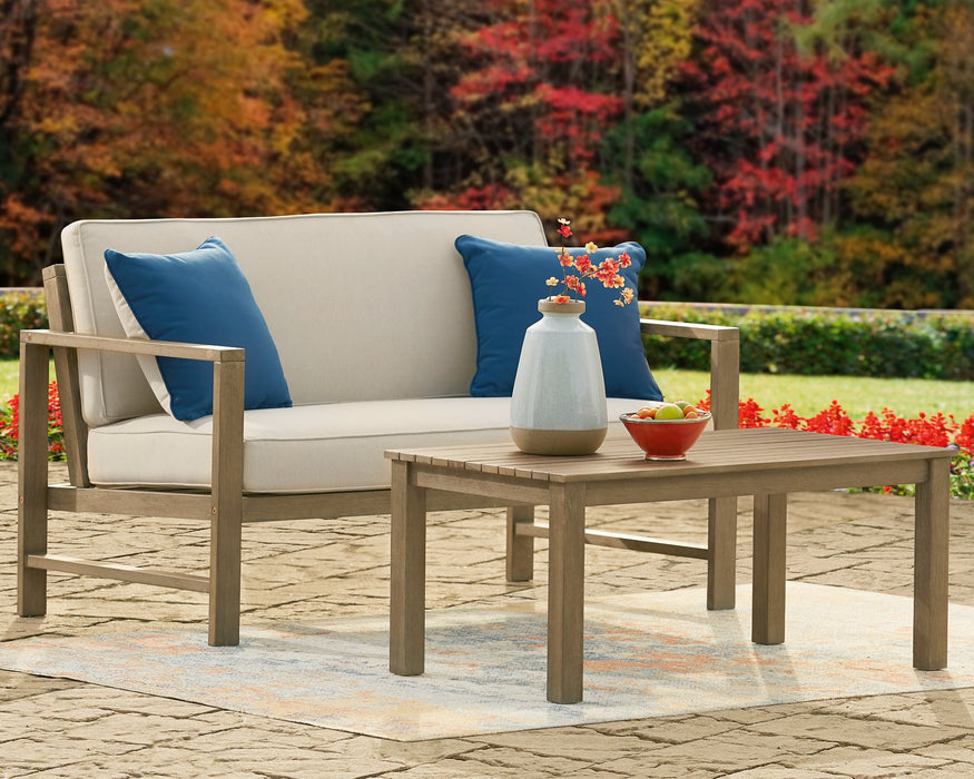 Fynnegan Outdoor Loveseat with Table (Set of 2) - World Furniture Gallery (Newark, CA)