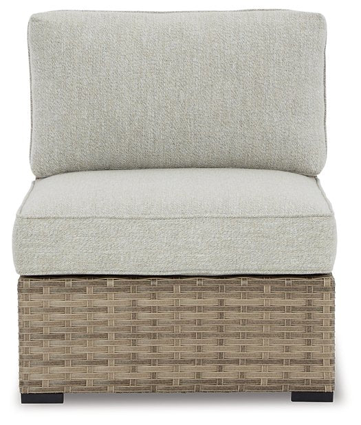 Calworth Outdoor Armless Chair with Cushion (Set of 2) - World Furniture Gallery (Newark, CA)