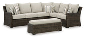 Brook Ranch Outdoor Sofa Sectional/Bench with Cushion (Set of 3) - World Furniture Gallery (Newark, CA)