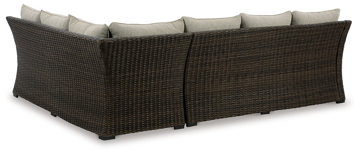 Brook Ranch Outdoor Sofa Sectional/Bench with Cushion (Set of 3) - World Furniture Gallery (Newark, CA)