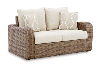 Sandy Bloom Outdoor Loveseat with Cushion - World Furniture Gallery (Newark, CA)