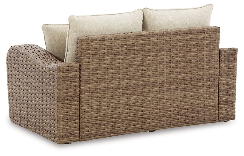 Sandy Bloom Outdoor Loveseat with Cushion - World Furniture Gallery (Newark, CA)