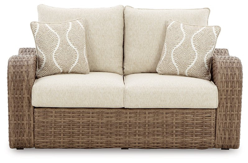 Sandy Bloom Outdoor Loveseat with Cushion - World Furniture Gallery (Newark, CA)