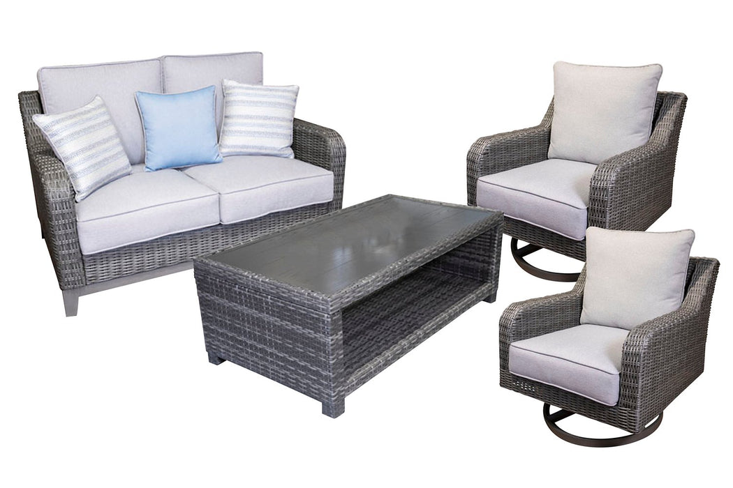 Elite Park Outdoor Loveseat, Lounge Chairs and Cocktail Table - World Furniture Gallery (Newark, CA)