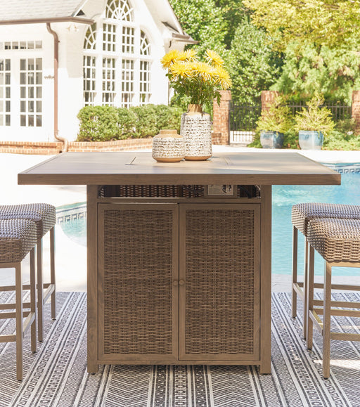 Walton Bridge Outdoor Bar Table with Fire Pit - World Furniture Gallery (Newark, CA)