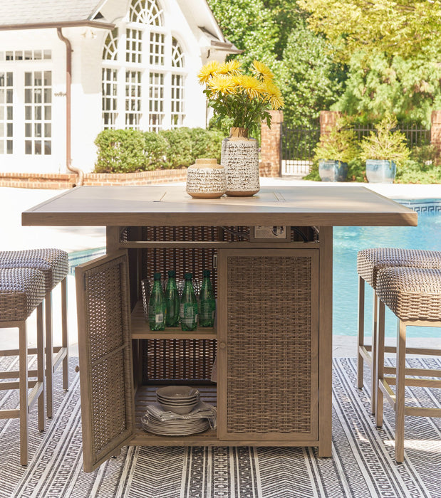 Walton Bridge Outdoor Bar Table with Fire Pit - World Furniture Gallery (Newark, CA)