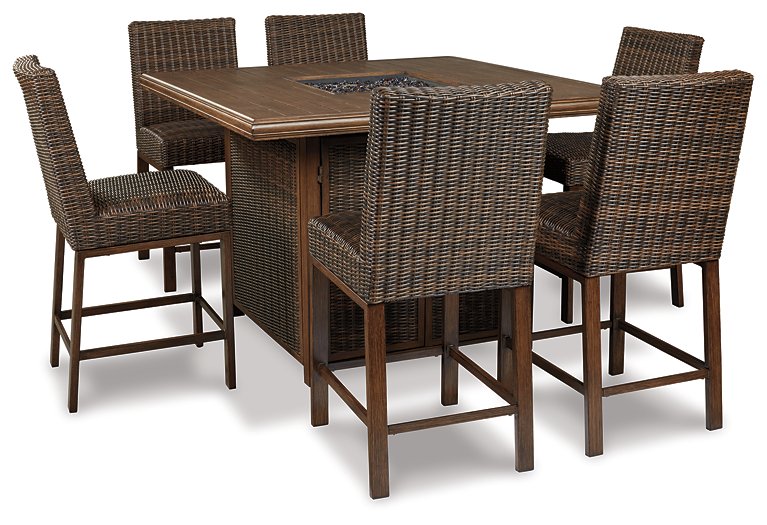 Paradise Trail Outdoor Counter Height Dining Table with 4 Barstools - World Furniture Gallery (Newark, CA)