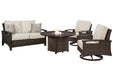 Paradise Trail Outdoor Loveseat, Lounge Chairs and Fire Pit Table - World Furniture Gallery (Newark, CA)