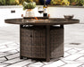 Paradise Trail Paradise Trail Fire Pit Table with 4 Nuvella Swivel Lounge Chairs - World Furniture Gallery (Newark, CA)