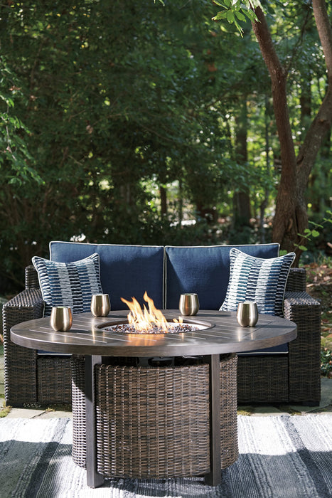 Grasson Lane Grasson Lane Nuvella Loveseat with Fire Pit Table - World Furniture Gallery (Newark, CA)