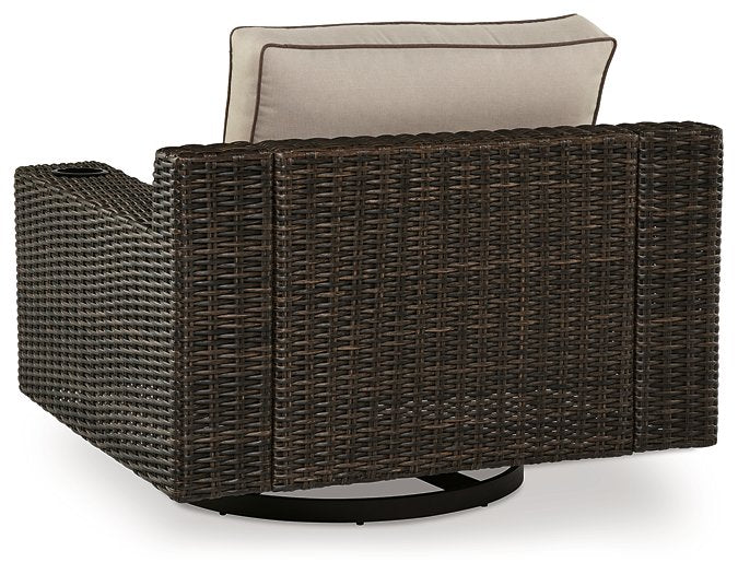 Coastline Bay Outdoor Swivel Lounge with Cushion - World Furniture Gallery (Newark, CA)