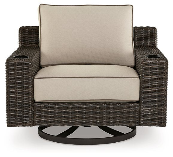 Coastline Bay Outdoor Swivel Lounge with Cushion - World Furniture Gallery (Newark, CA)