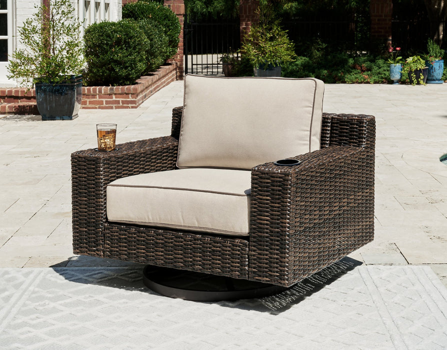 Coastline Bay Outdoor Swivel Lounge with Cushion - World Furniture Gallery (Newark, CA)