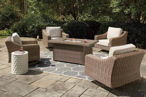 Beachcroft Beachcroft Fire Pit Table with Four Nuvella Swivel Lounge Chairs - World Furniture Gallery (Newark, CA)