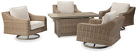 Beachcroft Beachcroft Fire Pit Table with Four Nuvella Swivel Lounge Chairs - World Furniture Gallery (Newark, CA)