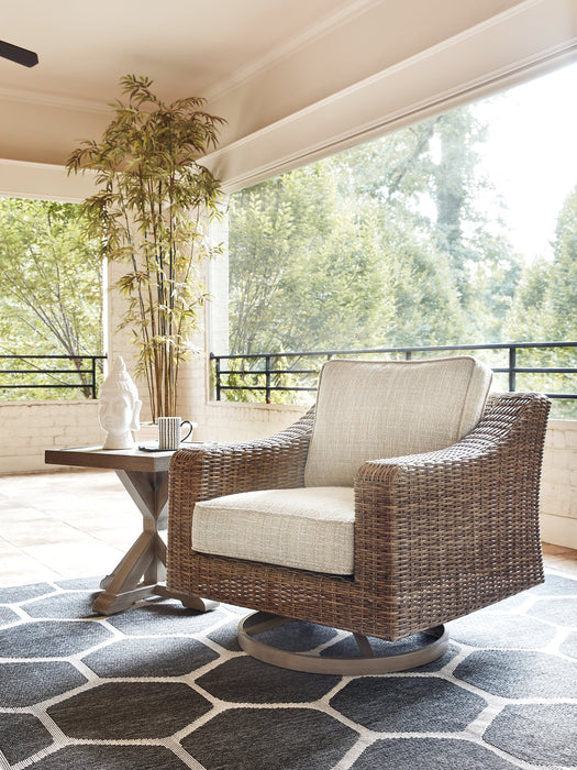 Beachcroft Outdoor Swivel Lounge with Cushion - World Furniture Gallery (Newark, CA)