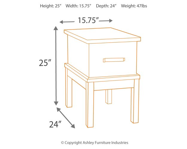 Stanah Chairside End Table with USB Ports & Outlets - World Furniture Gallery (Newark, CA)