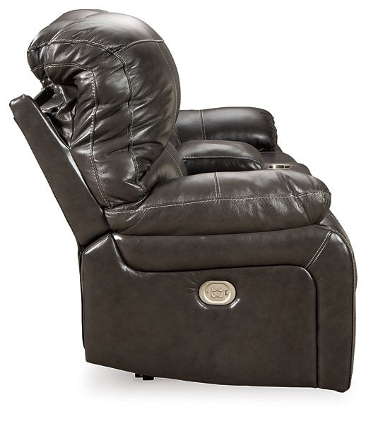 Hallstrung Power Reclining Loveseat with Console - World Furniture Gallery (Newark, CA)