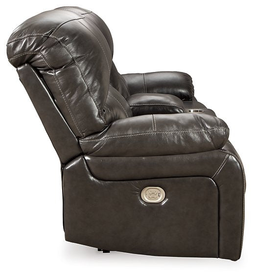 Hallstrung Power Reclining Loveseat with Console - World Furniture Gallery (Newark, CA)