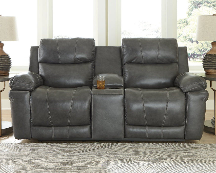 Edmar Power Reclining Loveseat with Console - World Furniture Gallery (Newark, CA)