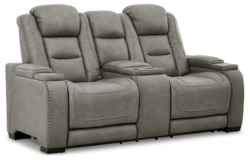 The Man-Den Power Reclining Loveseat with Console - World Furniture Gallery (Newark, CA)