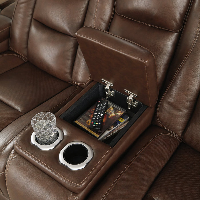 The Man-Den Power Reclining Loveseat with Console - World Furniture Gallery (Newark, CA)