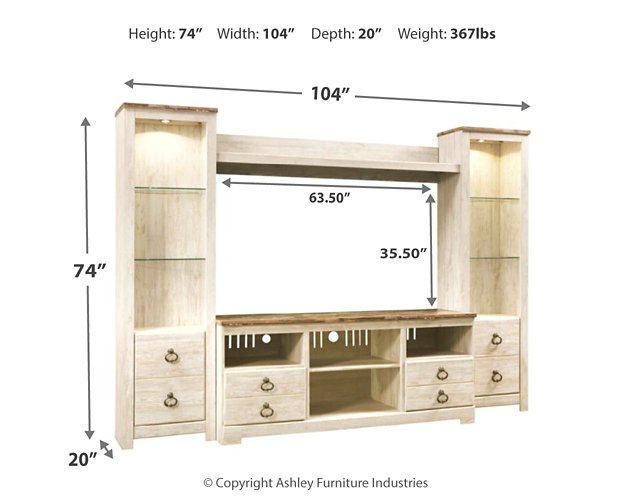 Willowton 4-Piece Entertainment Center - World Furniture Gallery (Newark, CA)