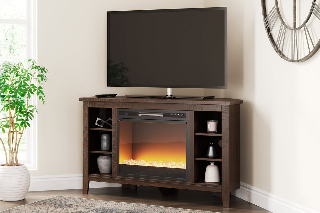 Camiburg Corner TV Stand with Electric Fireplace - World Furniture Gallery (Newark, CA)