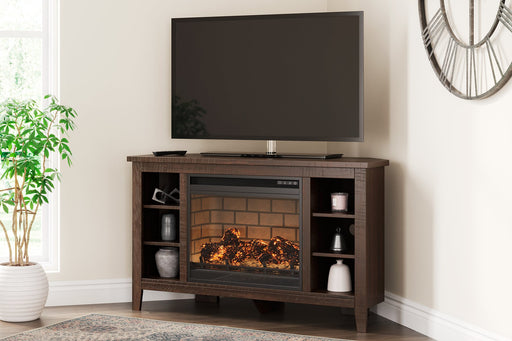 Camiburg Corner TV Stand with Electric Fireplace - World Furniture Gallery (Newark, CA)