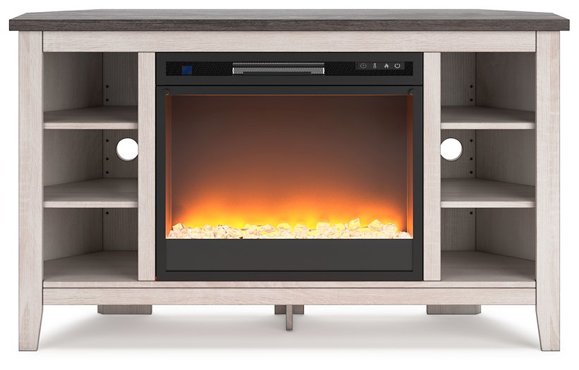 Dorrinson Corner TV Stand with Electric Fireplace - World Furniture Gallery (Newark, CA)