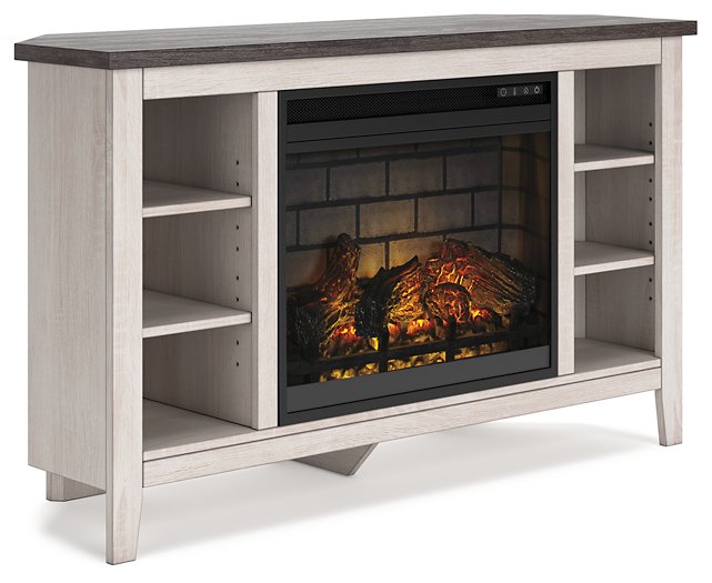 Dorrinson Corner TV Stand with Electric Fireplace - World Furniture Gallery (Newark, CA)