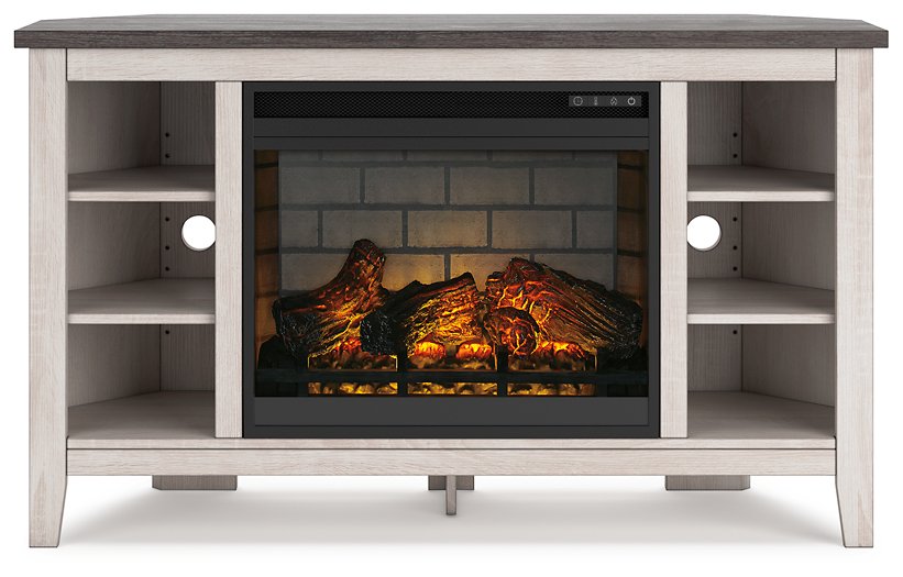 Dorrinson Corner TV Stand with Electric Fireplace - World Furniture Gallery (Newark, CA)